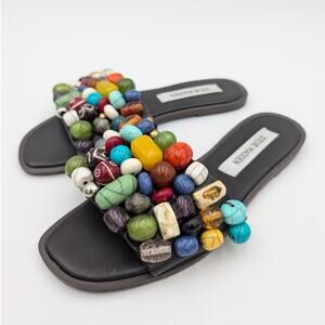 Steve Madden Knicky Multi Beads Flat Slide Sandals Women's Size US6 EU37